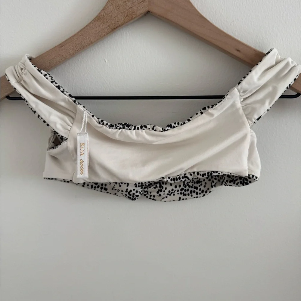 KOA Swim Oasis Reversible Bikini Top Polka Dot/Shell Print Boho Size XS MSRP $94